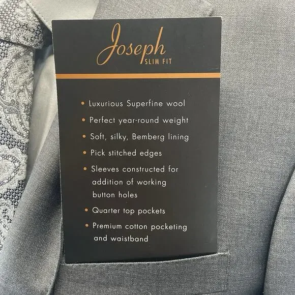 NWT Joseph Jos. A. Bank Slim Fit Men 39L Gray Sport Coat Suit Jacket Blazer Wool